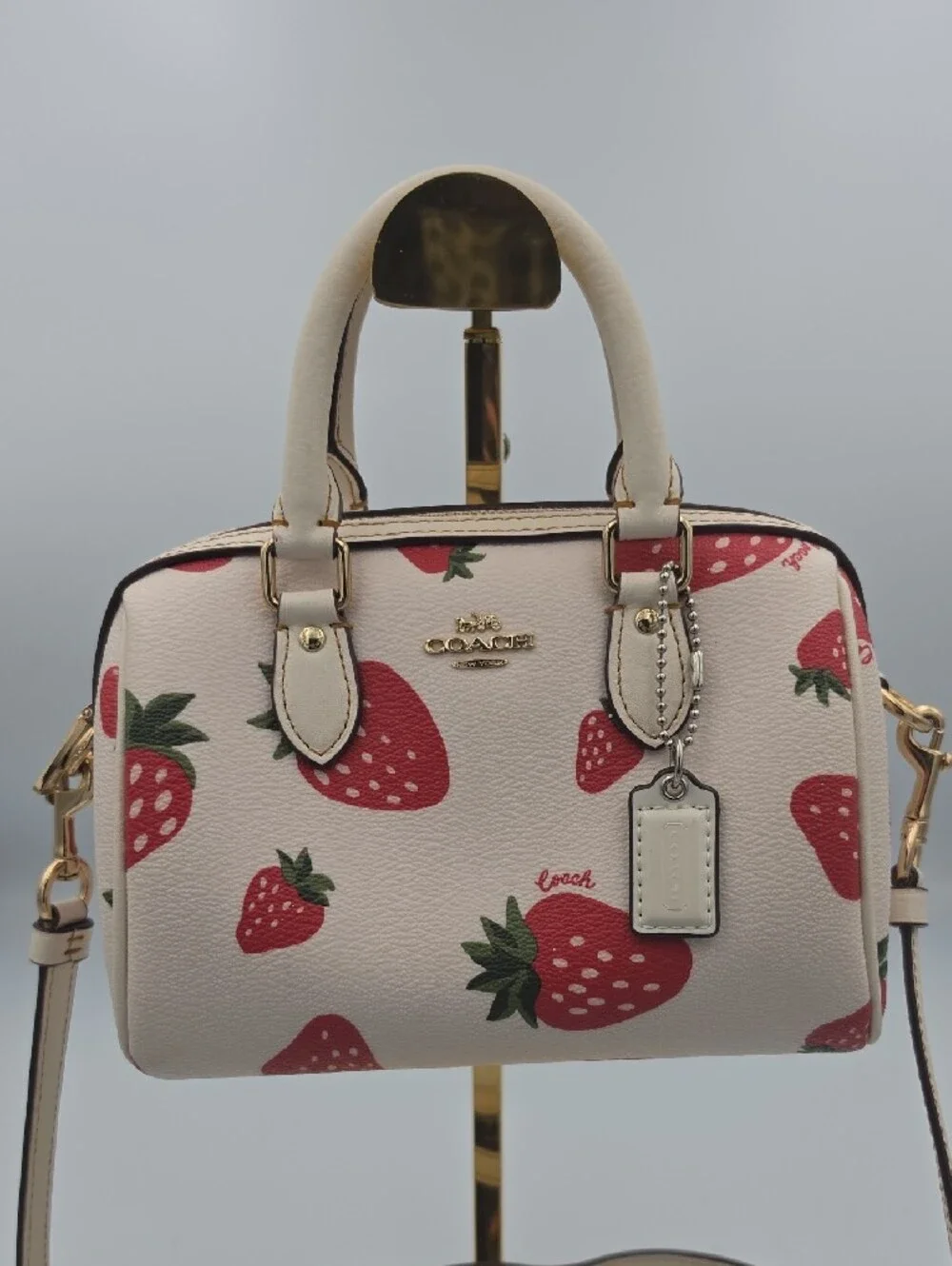 Coach Cream Strawberry Print Limited Edition Mini Crossbody Satchel (EUC)✨️🍓✨️